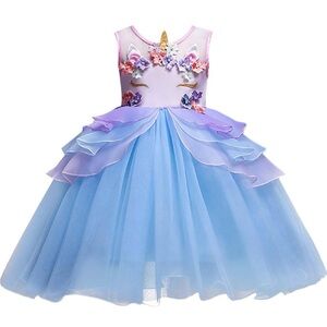 BLUE UNICORN TUTU DRESS